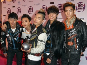 Seungri, G-Dragon, Taeyang, T.O.P, Daesung of South Korean boy band Big Bang  attend the MTV Europe Music Awards 2011 at Odyssey Arena on November 6, 2011 in Belfast, Northern Ireland.  (Danny Martindale/Getty Images)