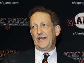 In this Jan. 19, 2018, file photo, San Francisco Giants President and CEO Larry Baer is shown during a press conference in San Francisco.