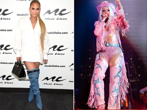 Cardi B (right) is joining Jennifer Lopez (left) in a new movie about a group of former erotic dancers who turn the tables on their rich Wall Street clients.
