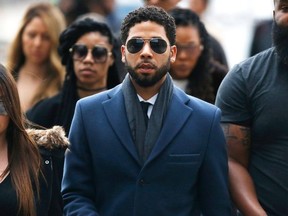 Actor Jussie Smollett arrives at Leighton Criminal Courthouse on March 14, 2019 in Chicago.