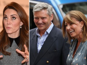 Kate Middleton, left, and her parents Carole and Michael. (Getty Images file photos)