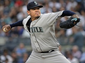 In this Wednesday, June 20, 2018 file photo, Seattle Mariners starting pitcher Felix Hernandez throws against the New York Yankees in New York. (AP Photo/Seth Wenig, File)