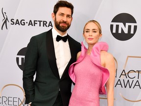 John Krasinski (L), and Emily Blunt arrive at the 25th Annual Screen Actors Guild Awards at the The Shrine Auditorium on Jan. 27, 2019 in Los Angeles.