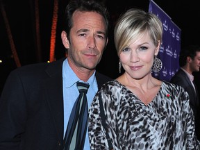 Luke Perry and Jennie Garth arrive to Hallmark Channel's 2011 TCA Winter Tour Evening Gala on Jan. 7, 2011 in Pasadena, Calif.