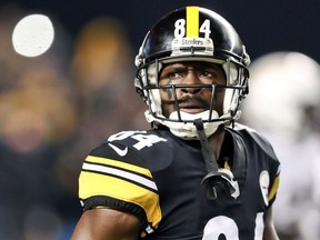 In this Dec. 2, 2018, file photo, Pittsburgh Steelers wide receiver Antonio Brown (84) plays against the Los Angeles Chargers in an NFL football game in Pittsburgh.