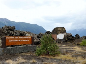 Part of Nisga'a Memorial Lava Bed Park or Anhluut'ukwsim Laxmihl Angwinga'asanskwhl Nisga'a in northwestern British Columbia is seen on Saturday, Sept. 1, 2018. The lava beds were created in about 1780, when Canada's last active volcano, the Tseax, erupted and killed about 2,000 people. THE CANADIAN PRESS/Colin Perkel