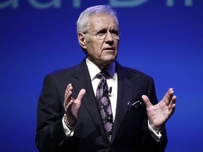 Alex Trebek speaks during a gubernatorial debate in Hershey, Pa., on Oct. 1, 2018. (THE CANADIAN PRESS/AP-Matt Rourke)