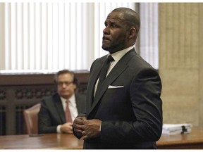 In this Friday, March 22, 2019 file photo, R. Kelly appears for a hearing at the Leighton Criminal Court Building in Chicago, Illinois. Dubai's government on Sunday forcefully denied a claim by R&B singer R. Kelly that the artist had planned concerts in the sheikhdom after he had sought permission from an Illinois judge to travel here despite facing sexual-abuse charges. (E. Jason Wambsgans/Chicago Tribune via AP, Pool, File) ORG XMIT: CAITH107