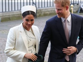 Meghan, Duchess of Sussex, and  Prince Harry, Duke of Sussex attend the Commonwealth Day Service at Westminster Abbey on March 11, 2019.