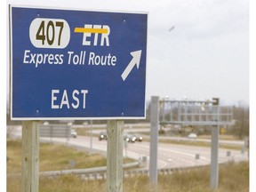 Highway 407 sign. Veronica Henri, Toronto Sun