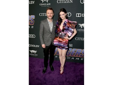 Chris Hardwick (L) and Lydia Hearst attend the world premiere of Marvel Studios' "Avengers: Endgame" at the Los Angeles Convention Center on April 22, 2019 in Los Angeles.