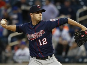 Minnesota Twins Jake Odorizzi pitches during the first inning against the New York Mets at Citi Field on April 10, 2019 in the Flushing neighbourhood of the Queens borough of New York City.  (Michael Owens/Getty Images)