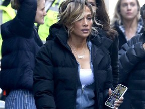 Jennifer Lopez on the film set of "Hustlers" in New York City on April 4, 2019.