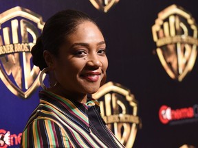 Tiffany Haddish, a cast member in the upcoming film "The Kitchen," poses before the Warner Bros. presentation at CinemaCon 2019, the official convention of the National Association of Theatre Owners (NATO) at Caesars Palace, Tuesday, April 2, 2019, in Las Vegas.