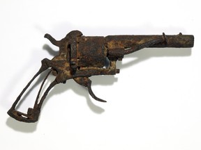 This photo provided by AuctionArt/Drouot on Wednesday April 3, 2019 shows the revolver it's believed was used by Dutch painter Vincent van Gogh to take his own life. (Stephane Briolant, AuctionArt/Drouot via AP)