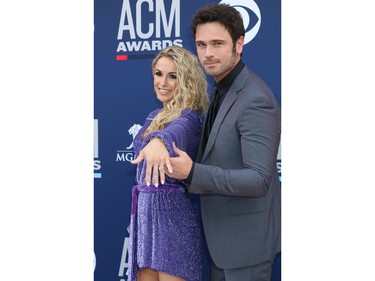 Kasi Williams and Chuck Wicks at the 54th Academy of Country Music Awards at the MGM Grand Garden Arena on April 7, 2019 in Las Vegas.