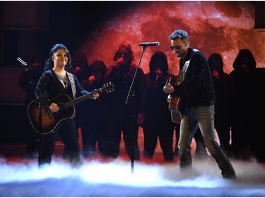 Ashley McBryde, left, and Eric Church perform "The Snake" at the 54th annual Academy of Country Music Awards at the MGM Grand Garden Arena on Sunday, April 7, 2019, in Las Vegas.