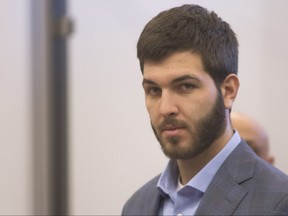 Anthony Comello, 24, appears in court in Staten Island, N.Y., for a hearing on Wednesday, April 24, 2019. (Shira Stoll/Staten Island Advance via AP, Pool)