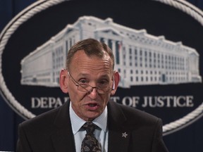 In this file photo taken on October 26, 2018 Director of the US Secret Service Randolph Alles speaks during a press conference at the Department of Justice in Washington, DC  following the arrest of bombing suspect Cesar Sayoc in Florida.