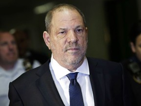 In this Oct. 11, 2018 file photo, Harvey Weinstein enters State Supreme Court in New York. An important pretrial hearing in Weinstein's sexual assault case could be play out in secret if a judge rules against news organizations fighting to keep the courtroom open. Both the prosecution and defense have asked that the hearing Friday, April 26, 2019, dealing with trial strategy and potential witnesses be held behind closed doors.
