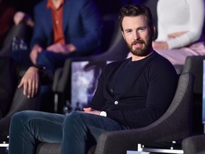Actor Chris Evans speaks onstage during Marvel Studios' "Avengers: Endgame" Global Junket Press Conference at the InterContinental Los Angeles Downtown on April 7, 2019 in Los Angeles.