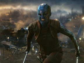 This image released by Disney shows Karen Gillan in a scene from "Avengers: Endgame."