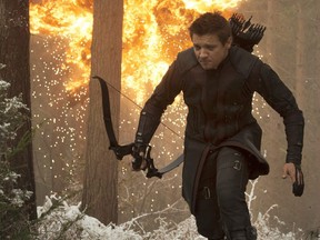 This photo provided by Disney/Marvel shows, Jeremy Renner as Hawkeye/Clint Barton, in the "Avengers: Age Of Ultron." (Jay Maidment/Disney/Marvel via AP)