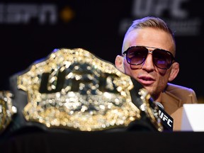 T.J. Dillashaw speaks during the press conference prior to UFC Fight Night Cejudo v Dillashaw held at the Music Hall of Williamsburg on Jan. 17, 2019 in the Brooklyn borough of New York City. (Sarah Stier/Getty Images)