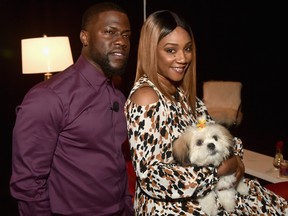 Kevin Hart and Tiffany Haddish pose backstage at CinemaCon 2019 at The Colosseum at Caesars Palace on April 3, 2019 in Las Vegas.  (Alberto E. Rodriguez/Getty Images for CinemaCon)