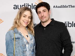 Jenny Mollen, left, and Jason Biggs attend a special performance of "Legal Immigrant" starring Alan Cumming at Audible's Minetta Lane Theatre on April 12, 2019 in New York City.  (Bryan Bedder/Getty Images for Audible)