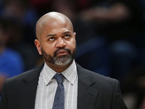 In this Jan. 7, 2019, file photo, Memphis Grizzlies head coach J.B. Bickerstaff walks from the bench as a timeout is called against the Pelicans in New Orleans.