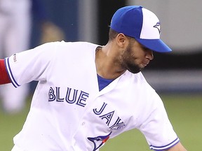 Blue Jays second baseman Lourdes Gurriel Jr. is seen during a game against the Tampa Bay Rays at the Rogers Centre on April 13, 2019 in Toronto.