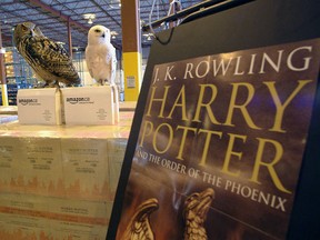 Diesel and Fyver, two owls similar to the ones in Harry Potter stories, oversee the security on Amazon.ca's shipment of "Harry Potter and the Order of the Phoenix" books today, Tuesday, June 10, 2003.