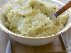 This Oct. 14, 2013 photo shows melted leek mashed potatoes in Concord, N.H.