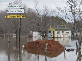 A business on the northside of Fredericton is under water from the flood waters of the St. John River in Fredericton on Monday April 22, 2019.