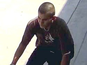 The suspected cyclist slasher is seen in a screen grab. (LAPD photo)