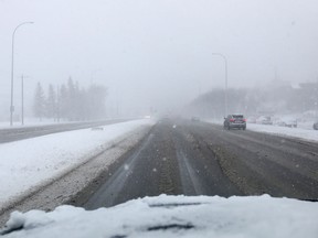 A spring snow storm made driving in and around Calgary difficult on Saturday, April 27, 2019.