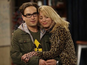Johnny Galecki and Kaley Cuoco in "The Big Bang Theory." (CBS)