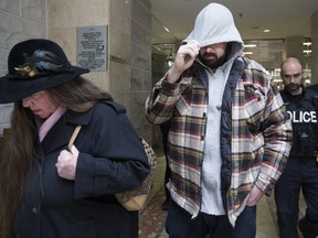 Victoria Small and her son Jason leave a Newmarket Court on March 5 after having plead guilty to one count of permitting animals to be in distress between April 1 and 22 last year.