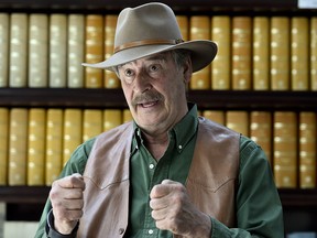 Former Mexican president Vicente Fox gestures while speaking during an interview with AFP at the Fox Center in San Francisco del Rincon, Guanajuato state, Mexico on March 8, 2016.