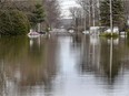 A flooded street in Ste-Marthe-sur-le-Lac on April 29.