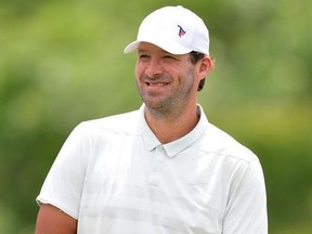 Tony Romo of USA watches a shot during practice prior to the start of the AT&T Byron Nelson on May 07, 2019 in Irving, Texas.
