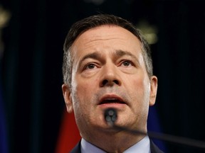 Premier Jason Kenney speaks about Bill 12, the turn-off-the-taps legislation, during a press conference in the media room in the Alberta Legislature in Edmonton, on Wednesday, May 1, 2019.