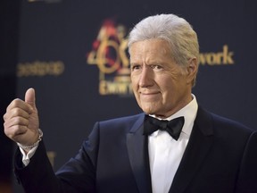 Alex Trebek poses in the press room at the 46th annual Daytime Emmy Awards at the Pasadena Civic Center on Sunday, May 5, 2019, in Pasadena, Calif.