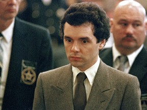 In this Sept. 1987 file photo, serial killer Donald Harvey stands before a judge during sentencing in Cincinnati. (AP Photo/Al Berhman, File)
