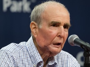 In this Aug. 7, 2017, file photo, Philadelphia Phillies Chairman David Montgomery speaks during a news conference in Philadelphia. (AP Photo/Matt Rourke, File)