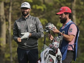 Adam Hadwin prepares to tee off the 16th hole during the first round of the PGA Championship at Bethpage Black in Farmingdale, N.Y., Thursday, May 16, 2019.