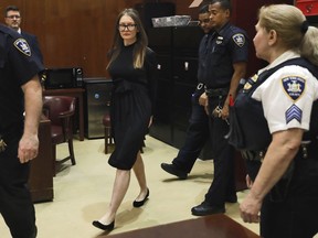 Anna Sorokin arrives for sentencing at New York State Supreme Court, in New York, Thursday, May 9, 2019. Sorokin faces sentencing following her conviction for theft of services and grand larceny. She defrauded celebrity circles in Manhattan and financial institutions into believing she had a fortune of about $67 million overseas.