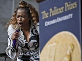 Singer Jennifer Hudson sings "Amazing Grace" in tribute to Aretha Franklin, who received a special music citation during the 2019 Pulitzer Prize winners awards luncheon at Columbia University, Tuesday May 28, 2019, in New York.