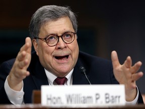U.S. Attorney General William Barr testifies during a Senate Judiciary Committee hearing on Capitol Hill in Washington, Wednesday, May 1, 2019, on the Mueller Report.